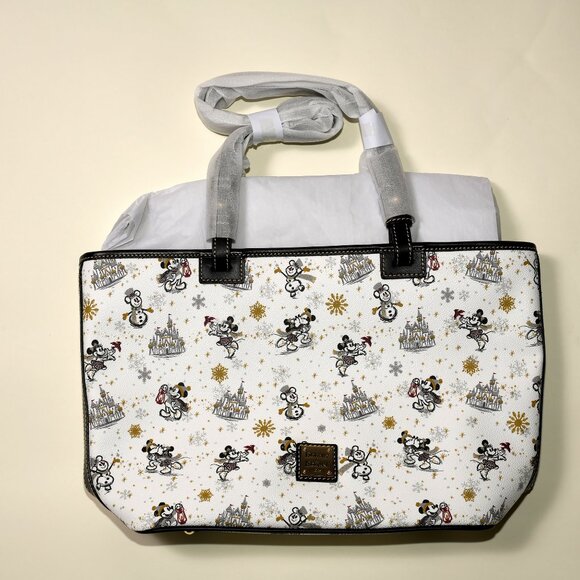 Disney Dooney & Bourke Holiday Mickey Minnie Castle Tote Bag Christmas NWT - Picture 1 of 7